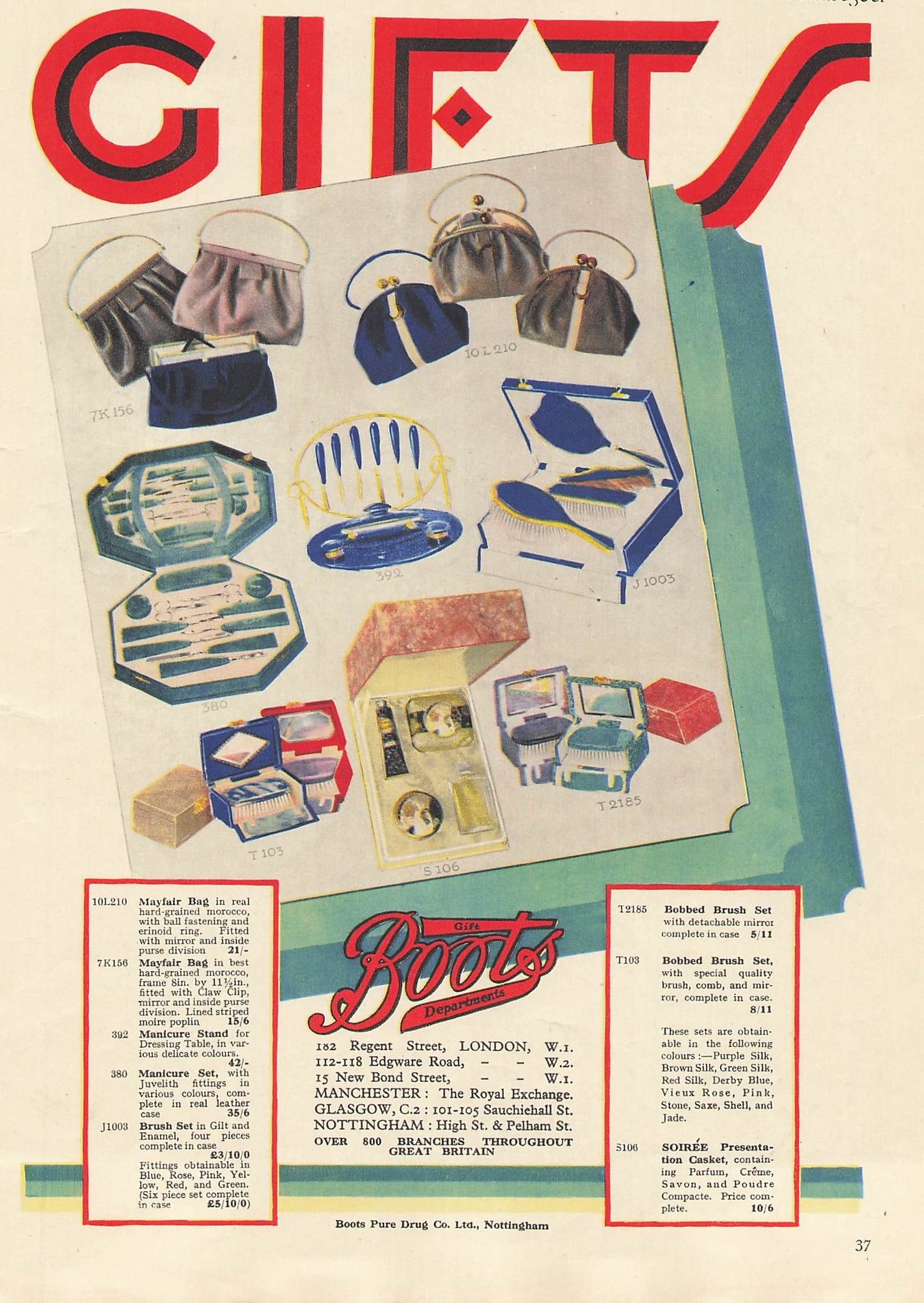 Original printed advert for Boots Gifts 1928