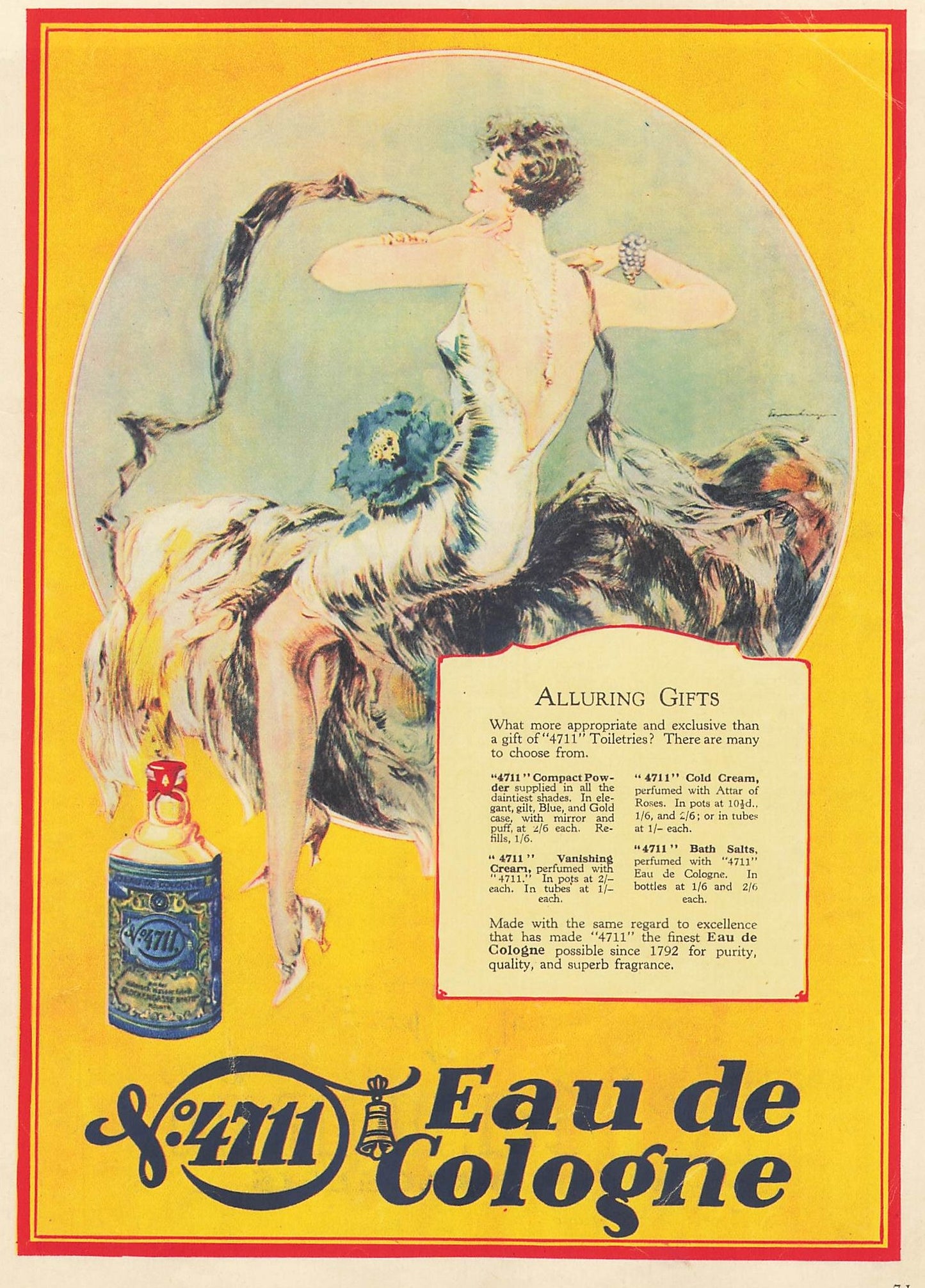 Original printed advert for 4711 Cologne from 1928
