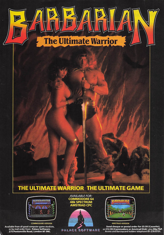 Original printed advert for Barbarian from 1987