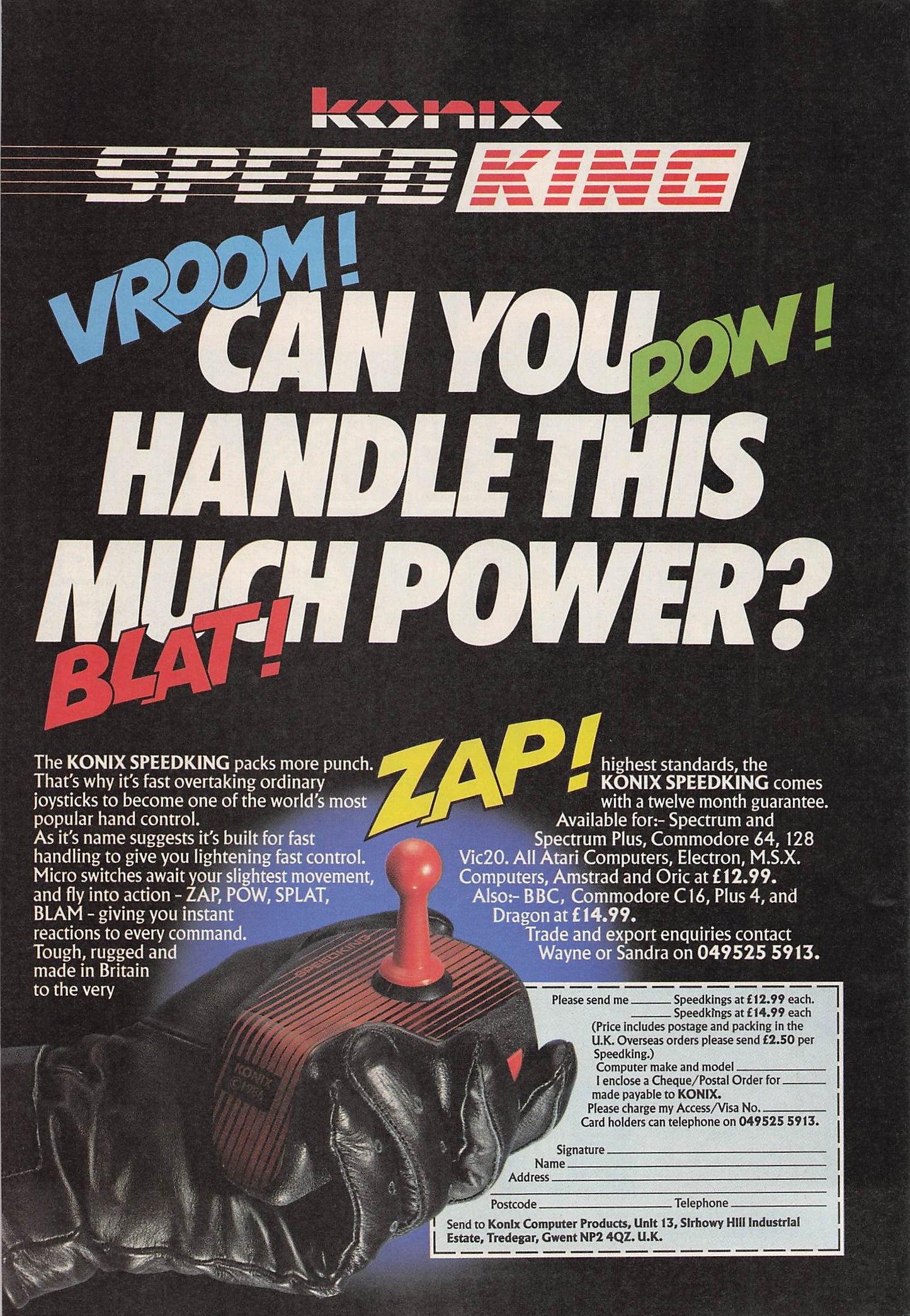 Original printed advert for Konix Speed King from 186