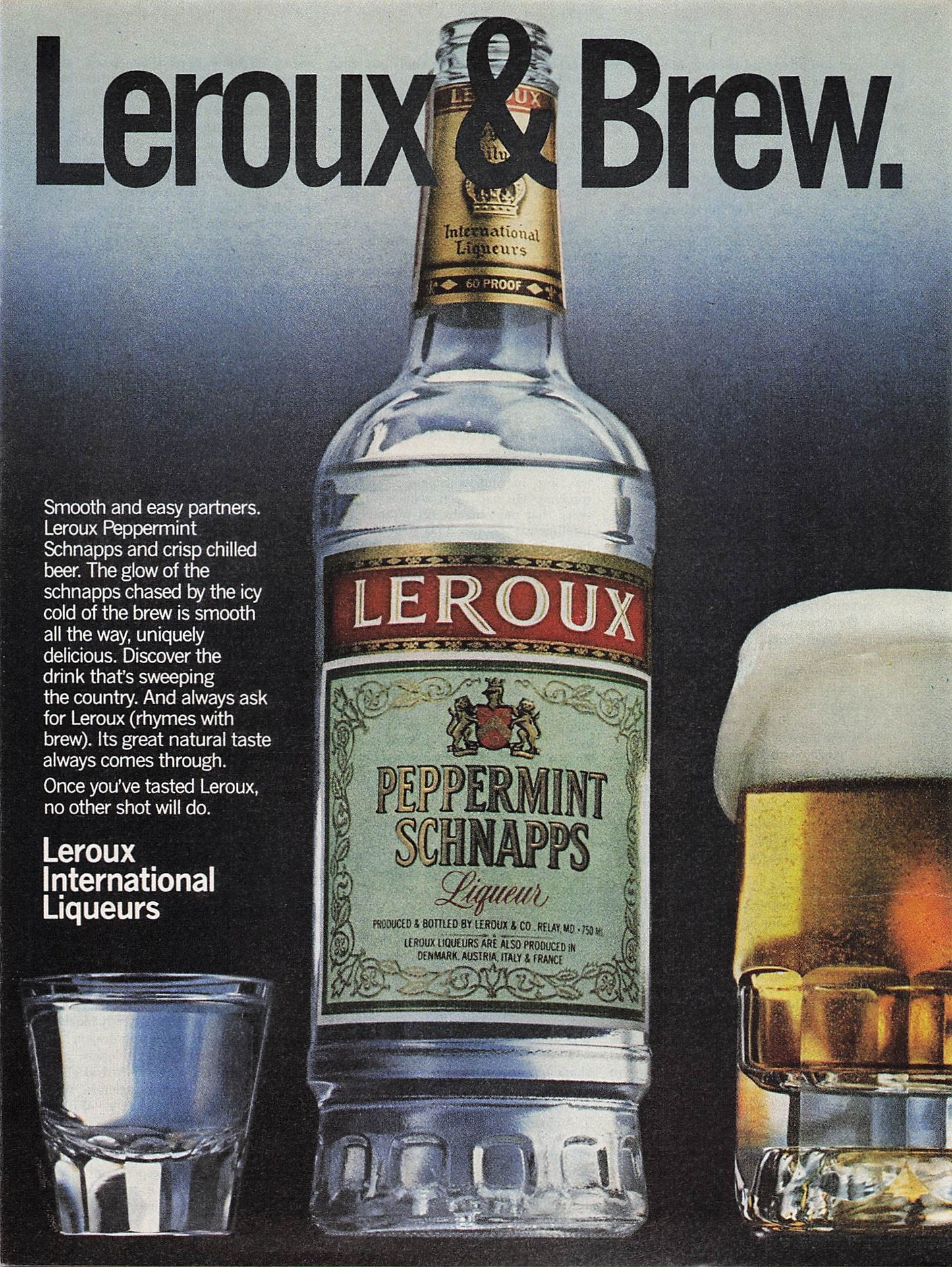 Original printed advert for Leroux Schnapps from 1981