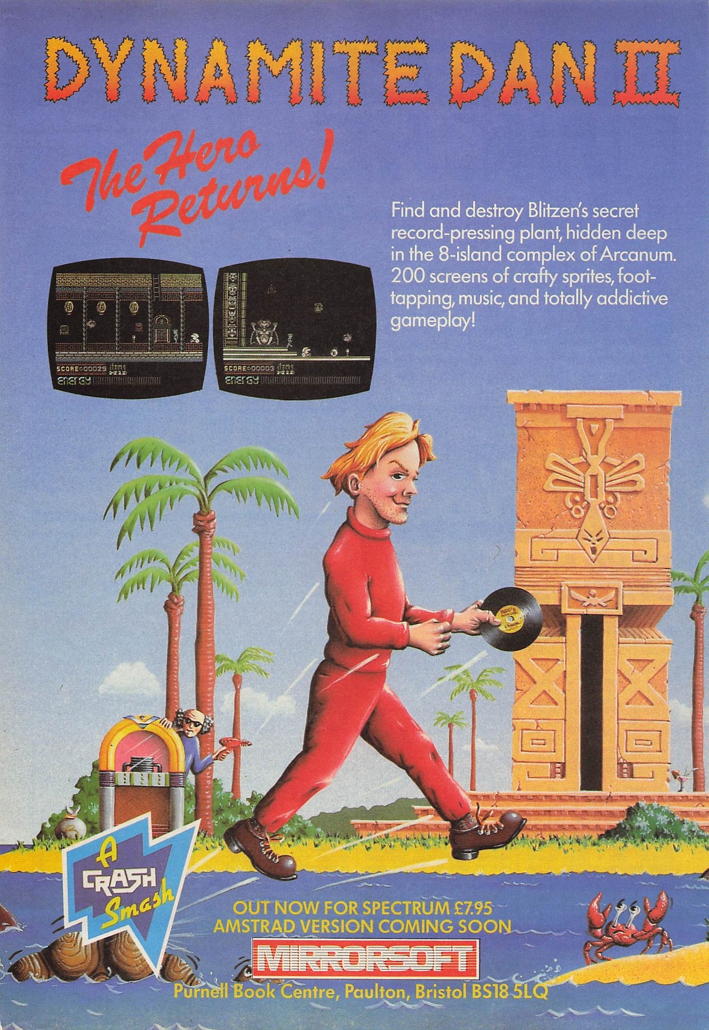 Original printed advert for Dynamite Dan II from 1986