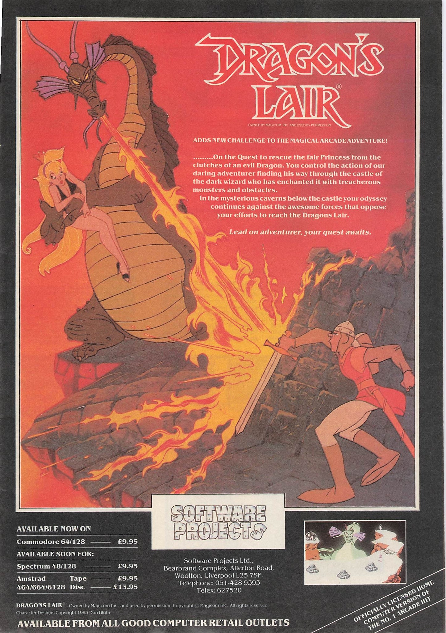 Original printed advert for Dragon's Lair from 1986