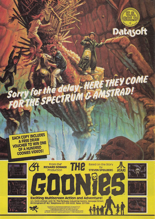 Original printed advert for The Goonies Video Game 1986