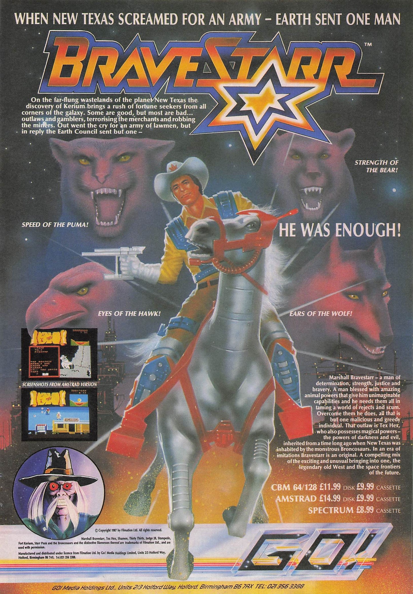 Original printed advert for Bravestarr from 1987