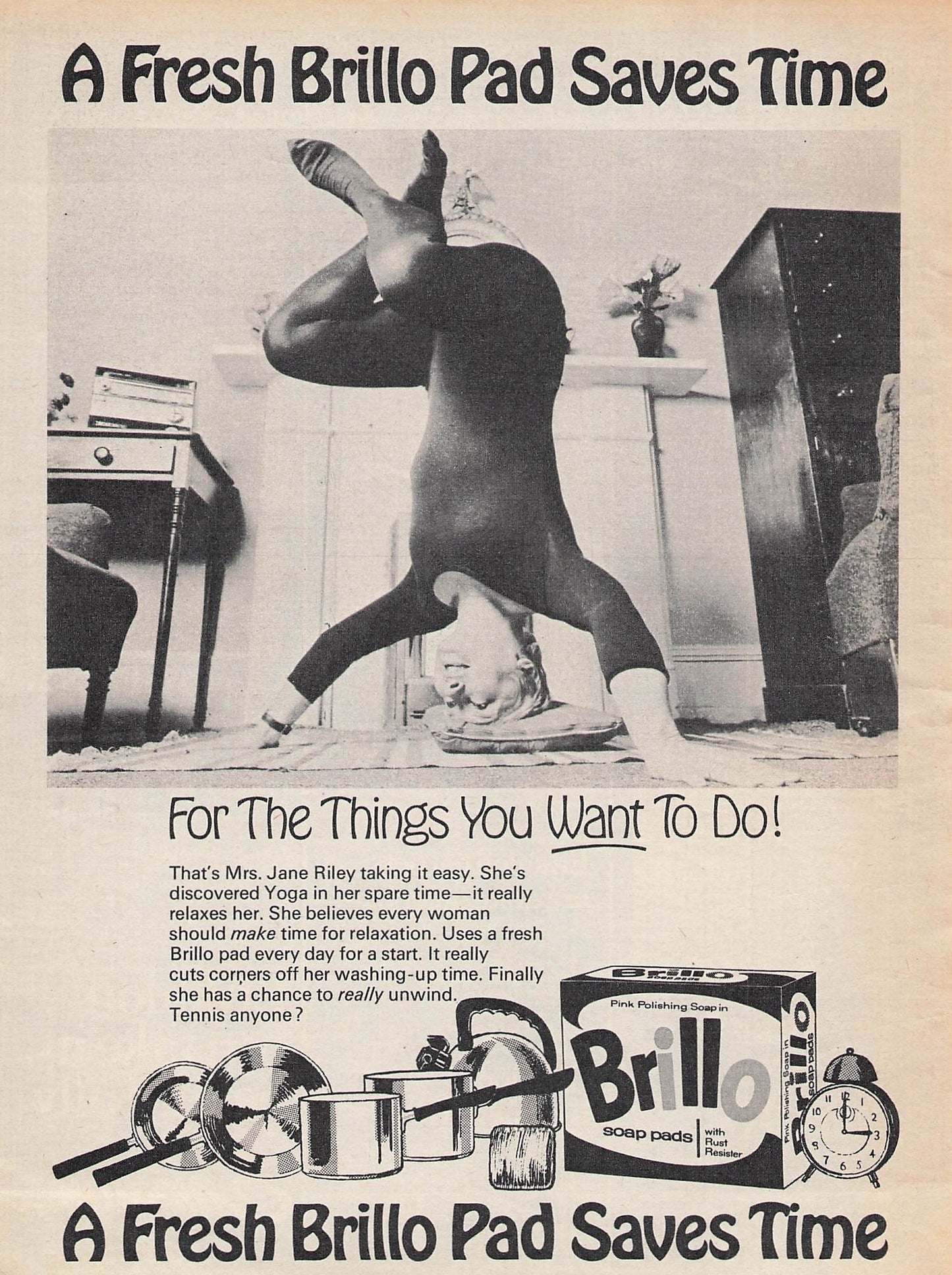 Original printed advert for Brillo Pads from 1969