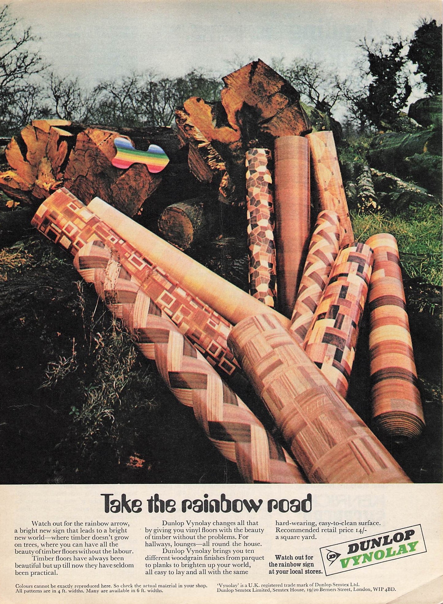 Original printed advert for Dunlop Vynolay from 1969