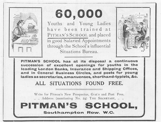 Original Small printed advert for Pitman's School 1911