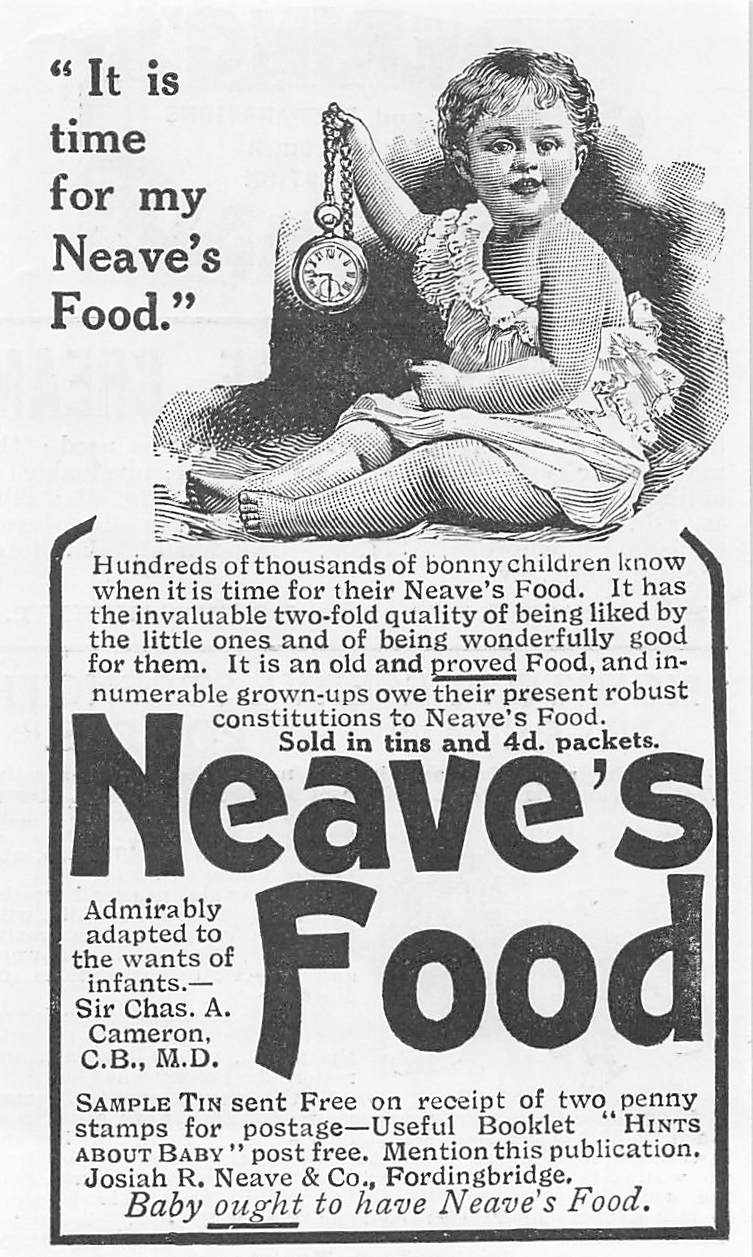 Original small printed advert for Neave's Food 1911