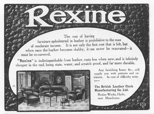 Original small printed advert for Rexine from 1911