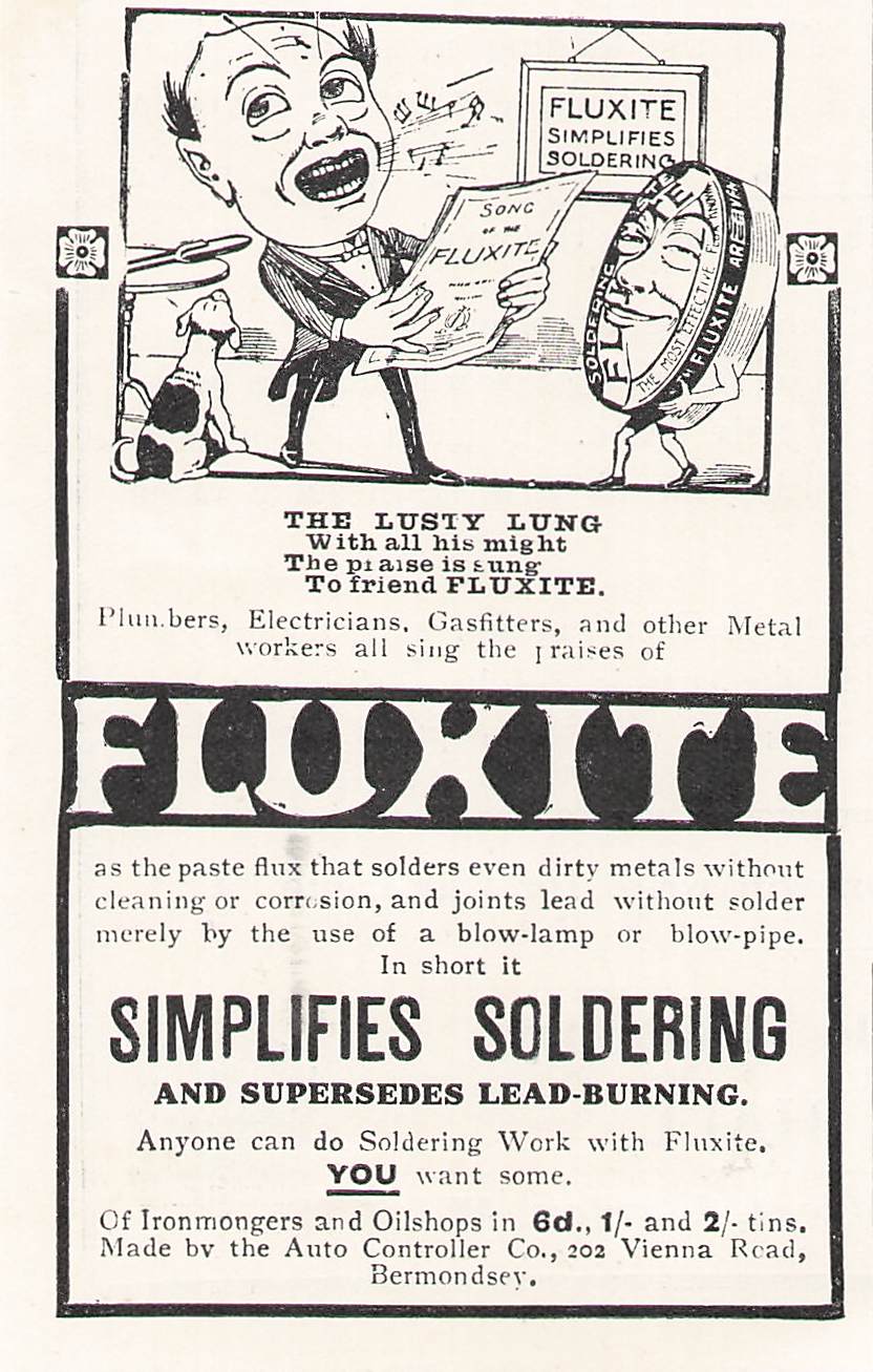 Original small printed advert for Fluxite from 1911