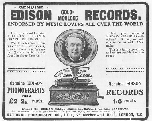 Original Small printed advert for Edison Records from 1906