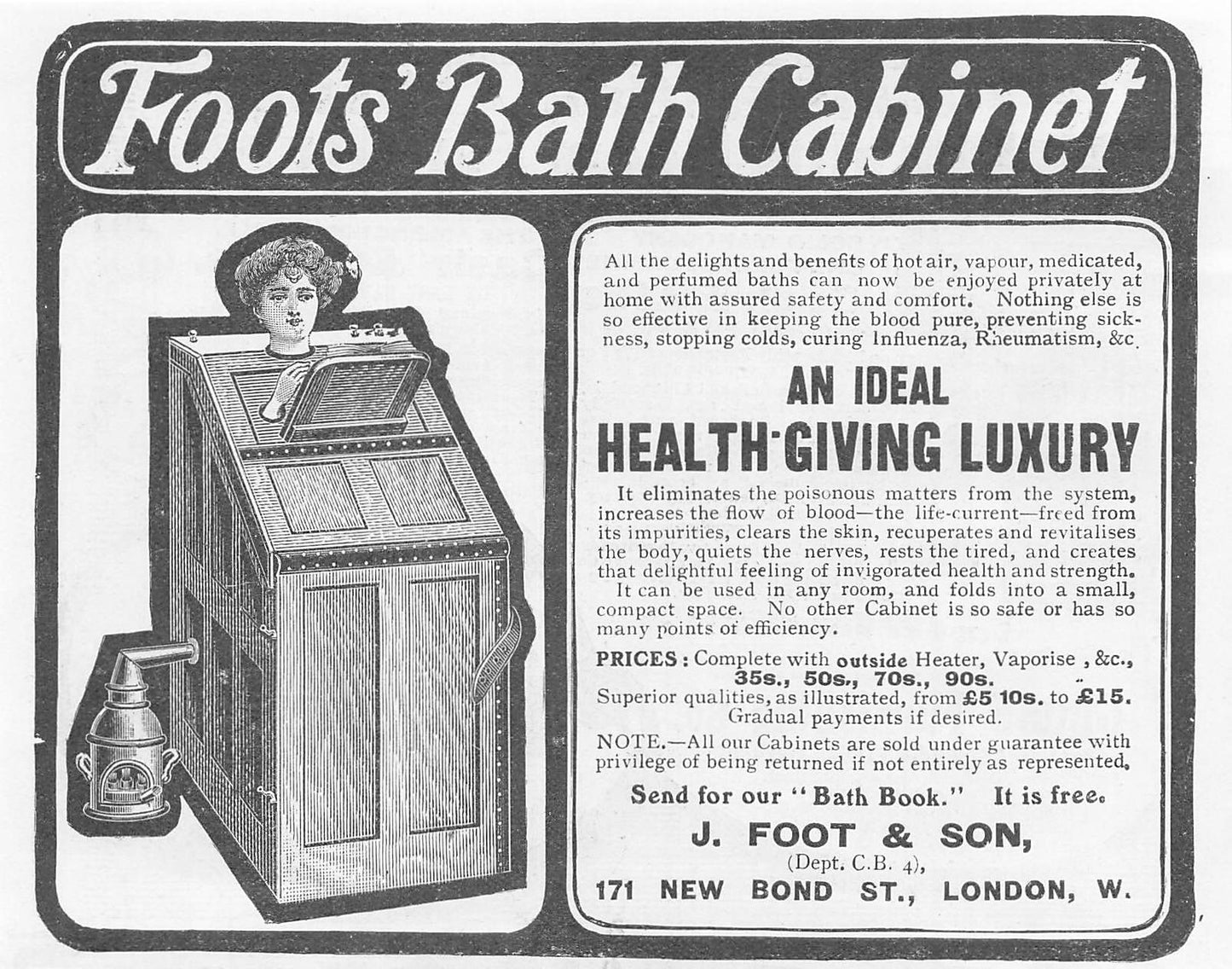 Original small printed advert for Foots' Bath Cabinet 1906