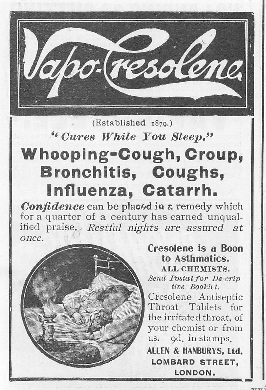 Original small printed advert for Vapo-Cresolene 1906