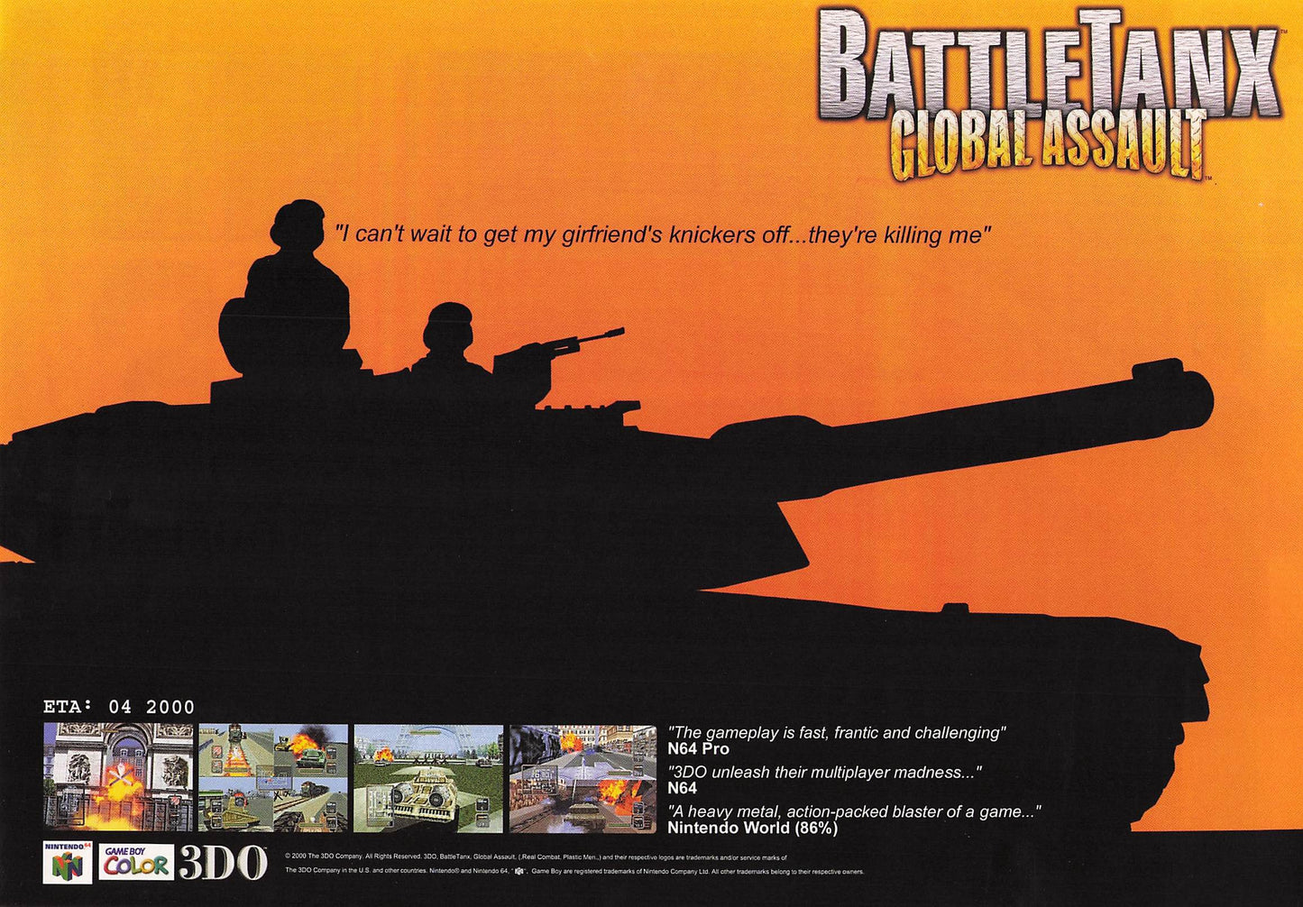 Original printed advert for Battletanx N64 2000