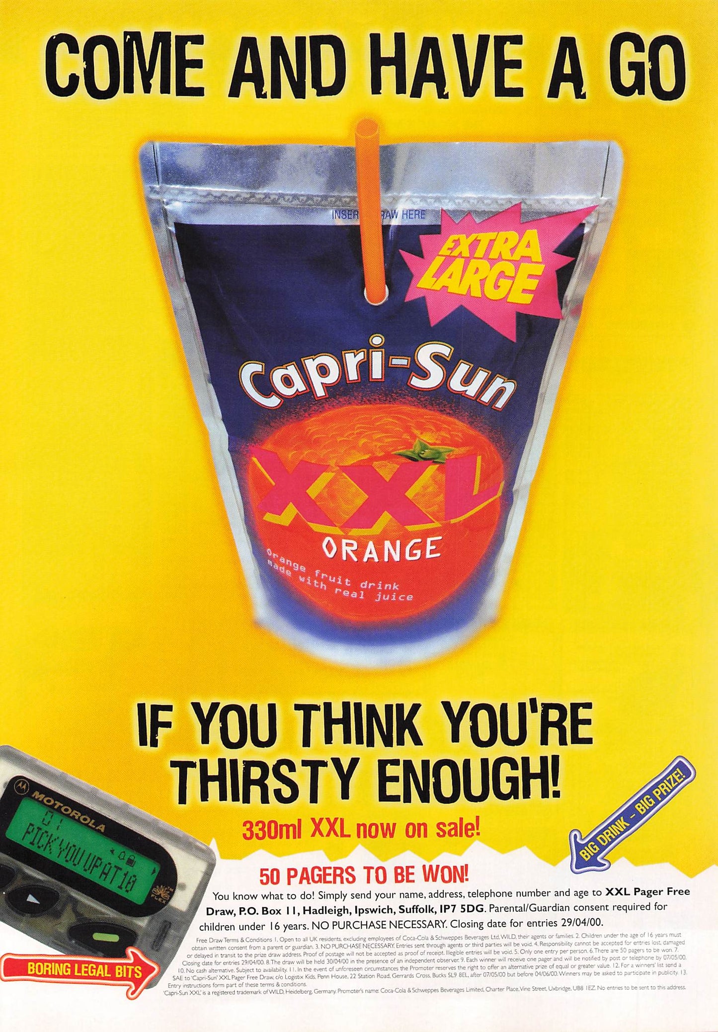 Original printed advert for Capri Sun XXL 2000