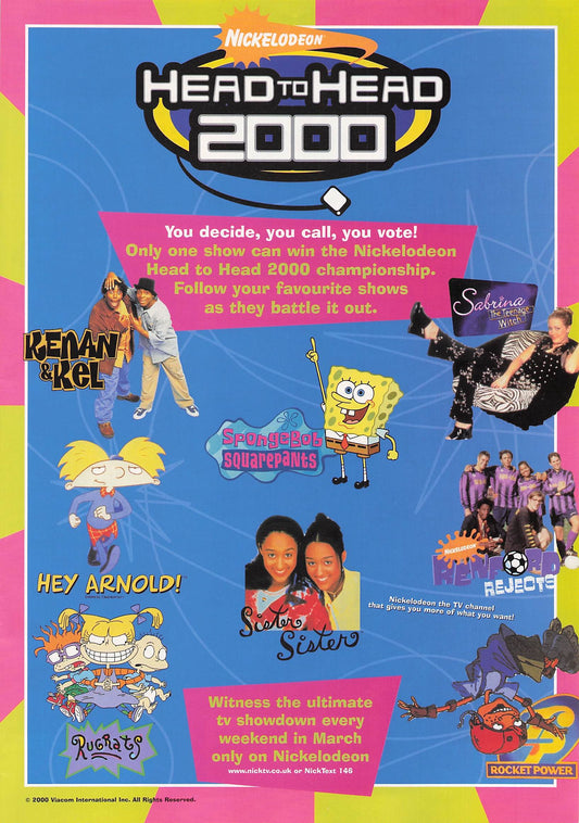 Original printed advert for Nickelodeon Head to Head 2000