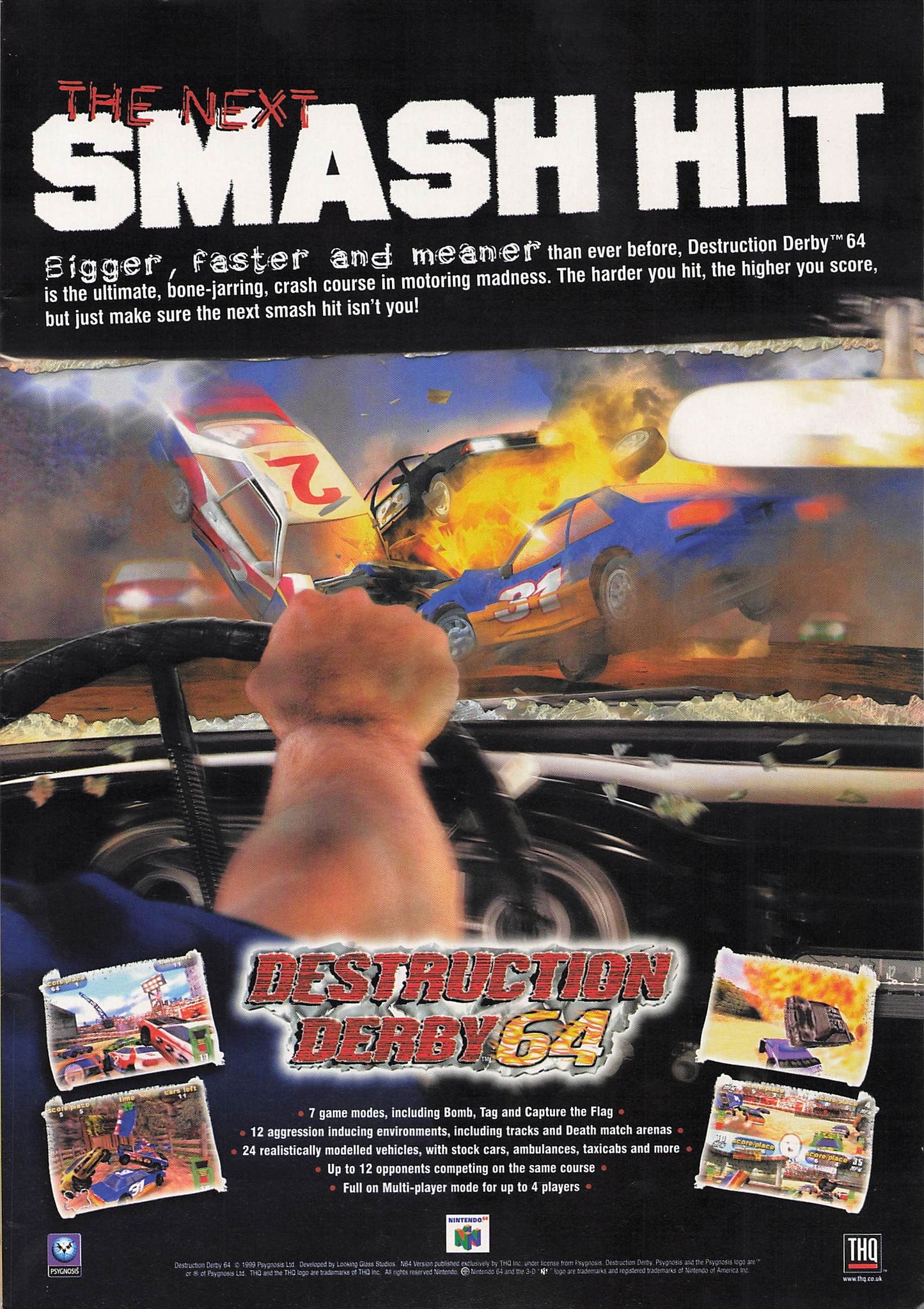 Original printed advert for Destruction Derby 64 1999