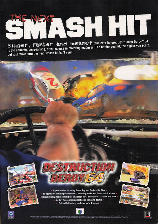 Original printed advert for Destruction Derby 64 1999