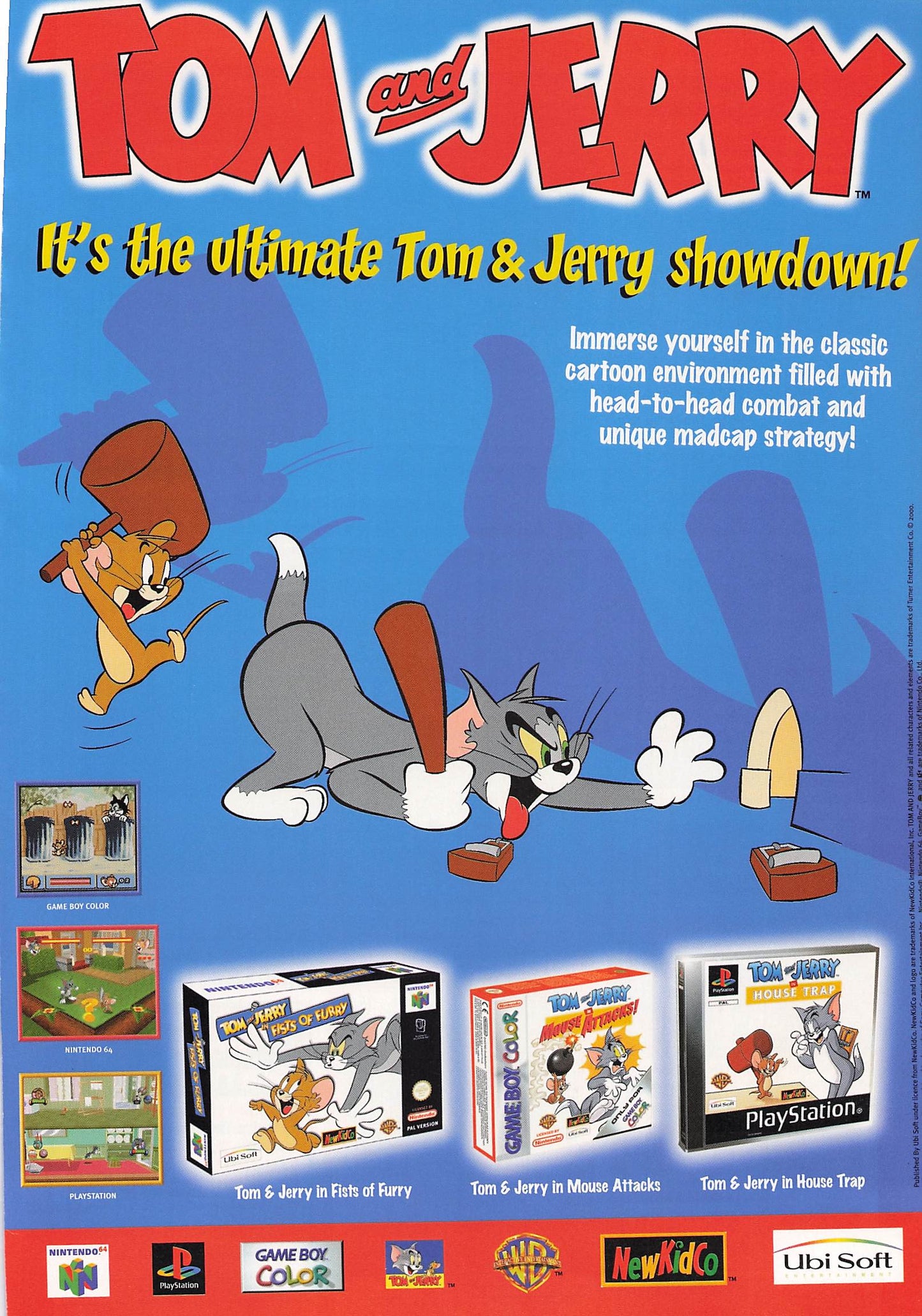 Original printed advert for Tom and Jerry Video Games 2001