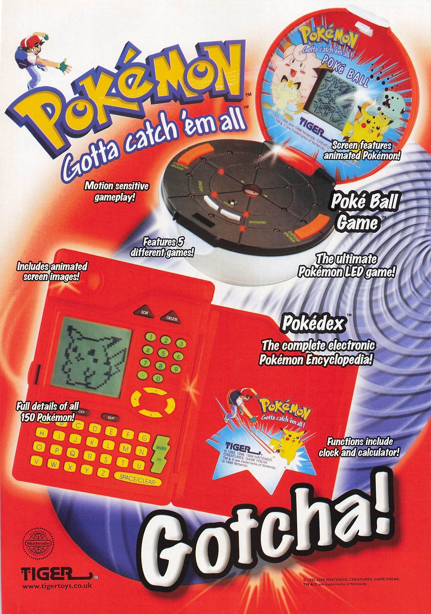 Original printed advert for Pokemon Tiger Electronic Games 2001