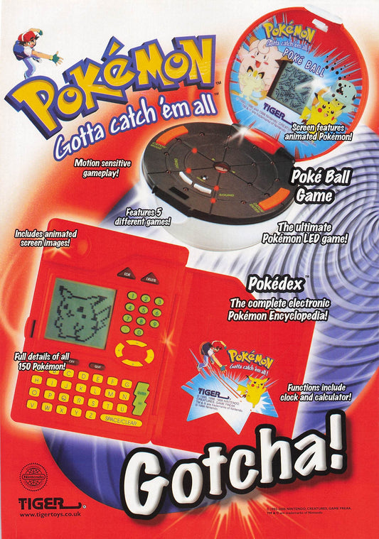 Original printed advert for Pokemon Tiger Electronic Games 2001