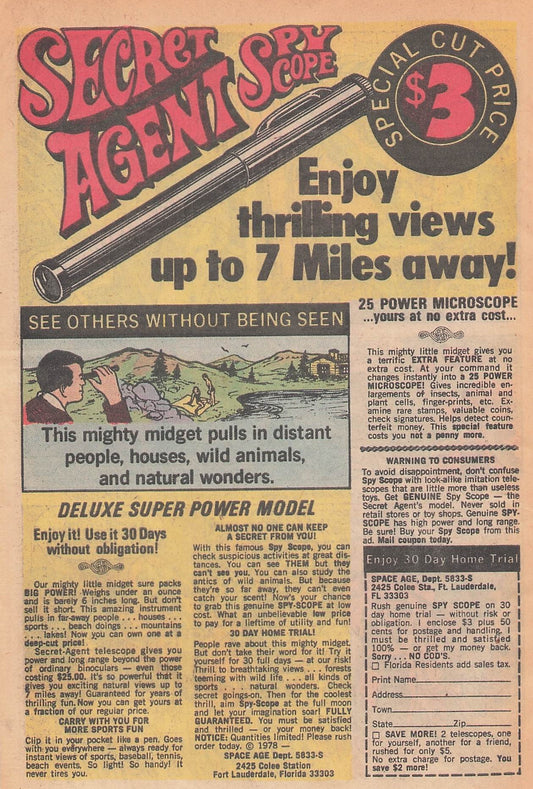 Original printed advert for Secret Agent Spy Scope 1978