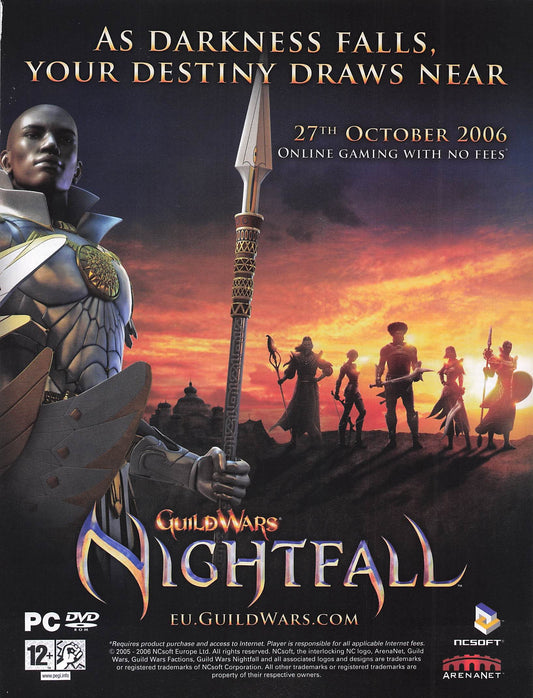 Original printed advert for Guild Wars Nightfall 2006