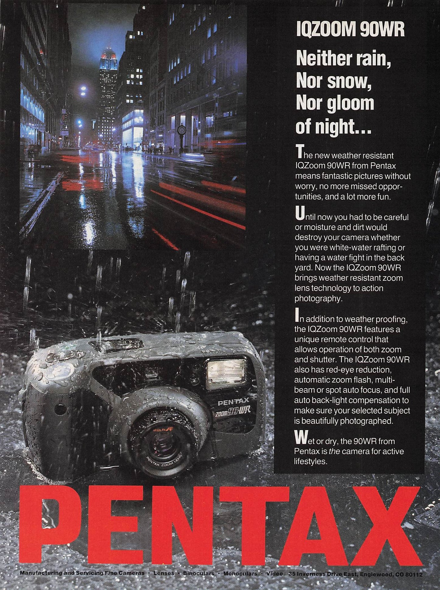 Original printed advert for Pentax IQZoom 90WR 1992