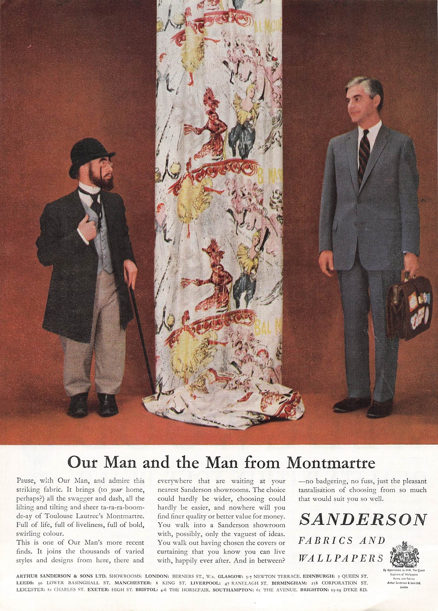 Original printed advert for Sanderson Fabrics 1961