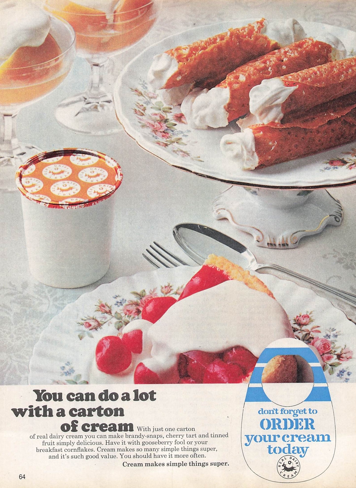 Original printed advert for Real Dairy Cream 1970