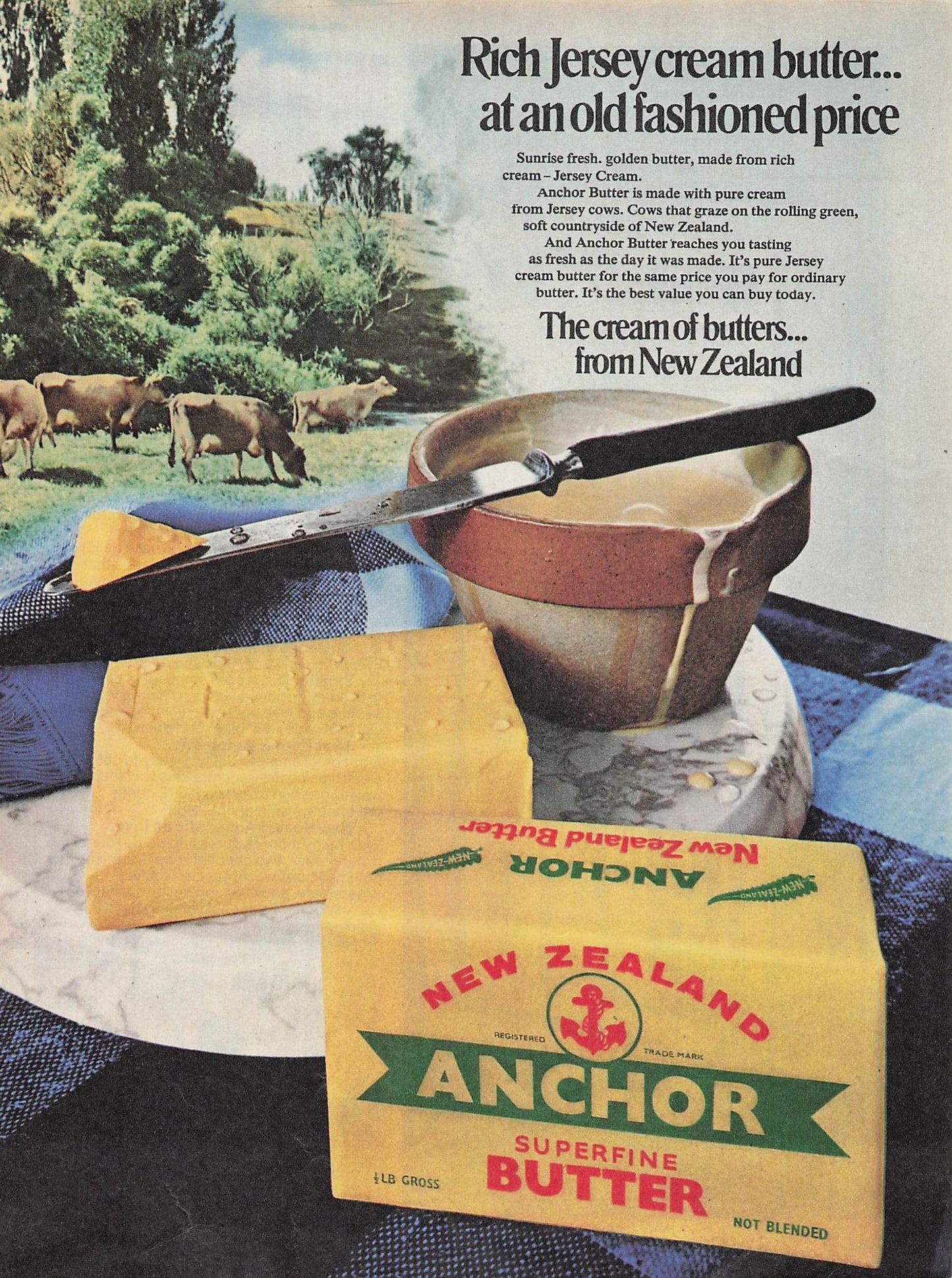 Original printed advert for Anchor New Zealand Butter 1970