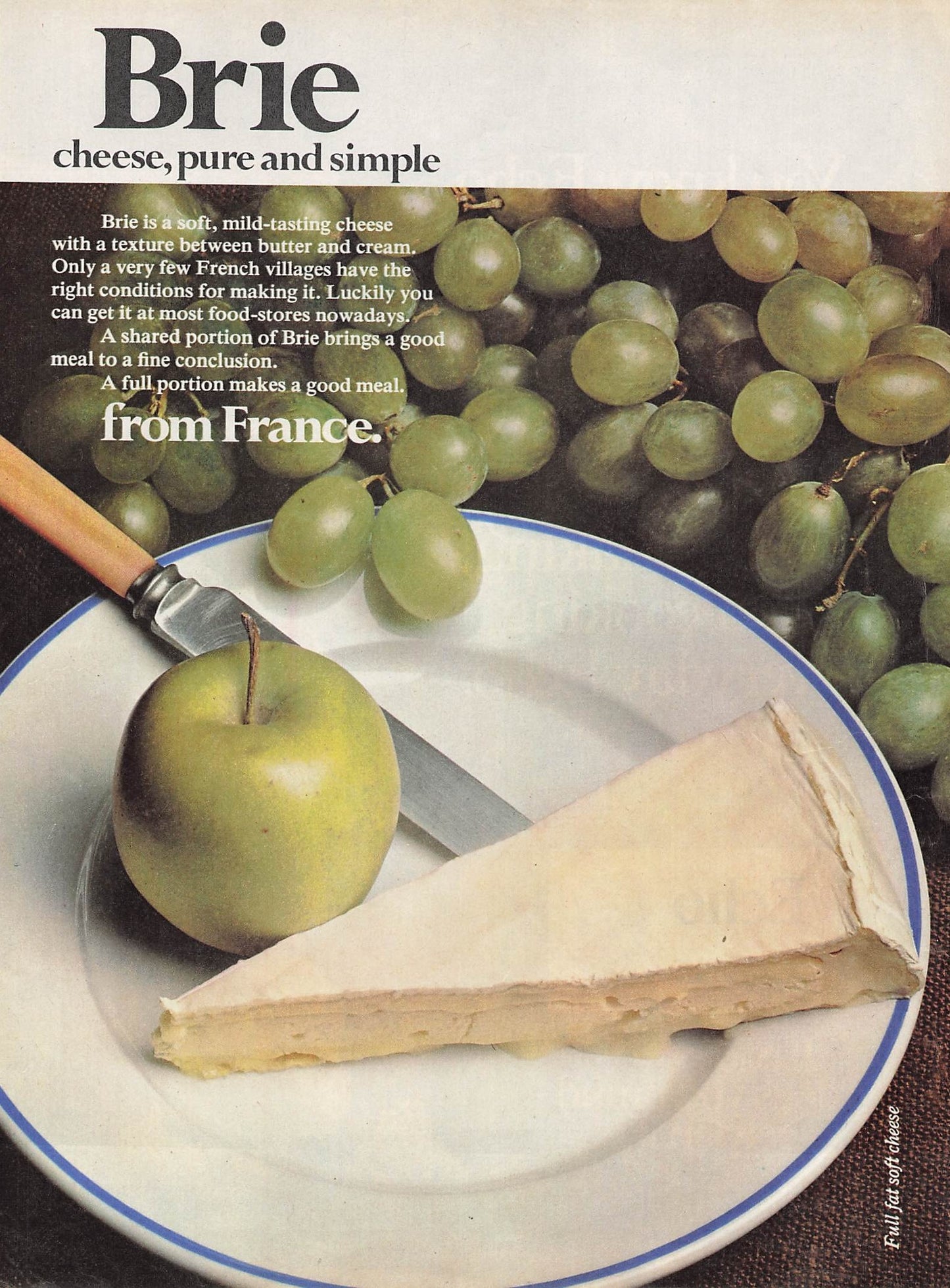 Original printed advert for French Brie 1970
