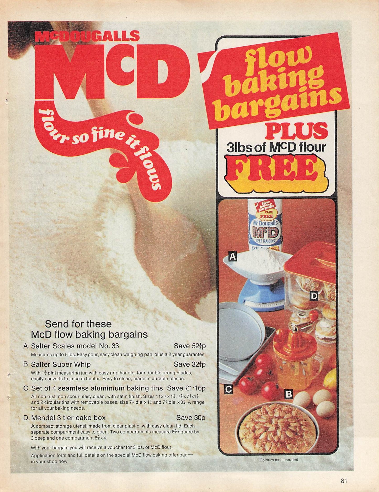Original printed advert for McDougalls Flower 1971