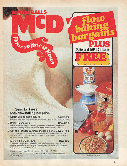 Original printed advert for McDougalls Flower 1971