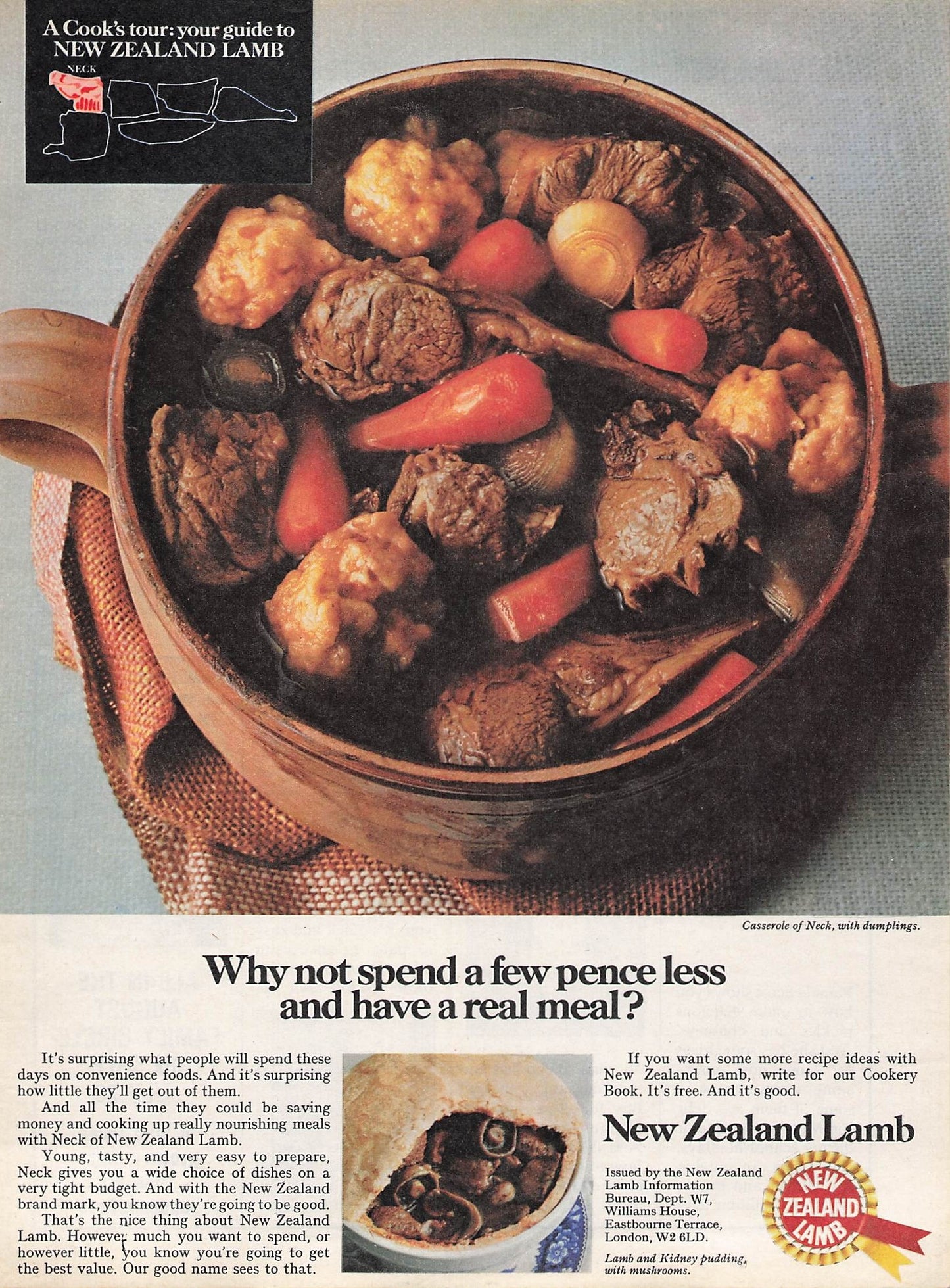 Original printed advert for New Zealand Lamb 1971