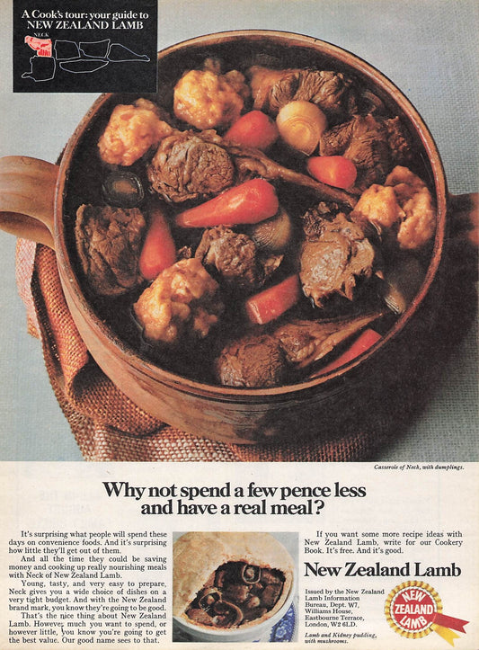 Original printed advert for New Zealand Lamb 1971