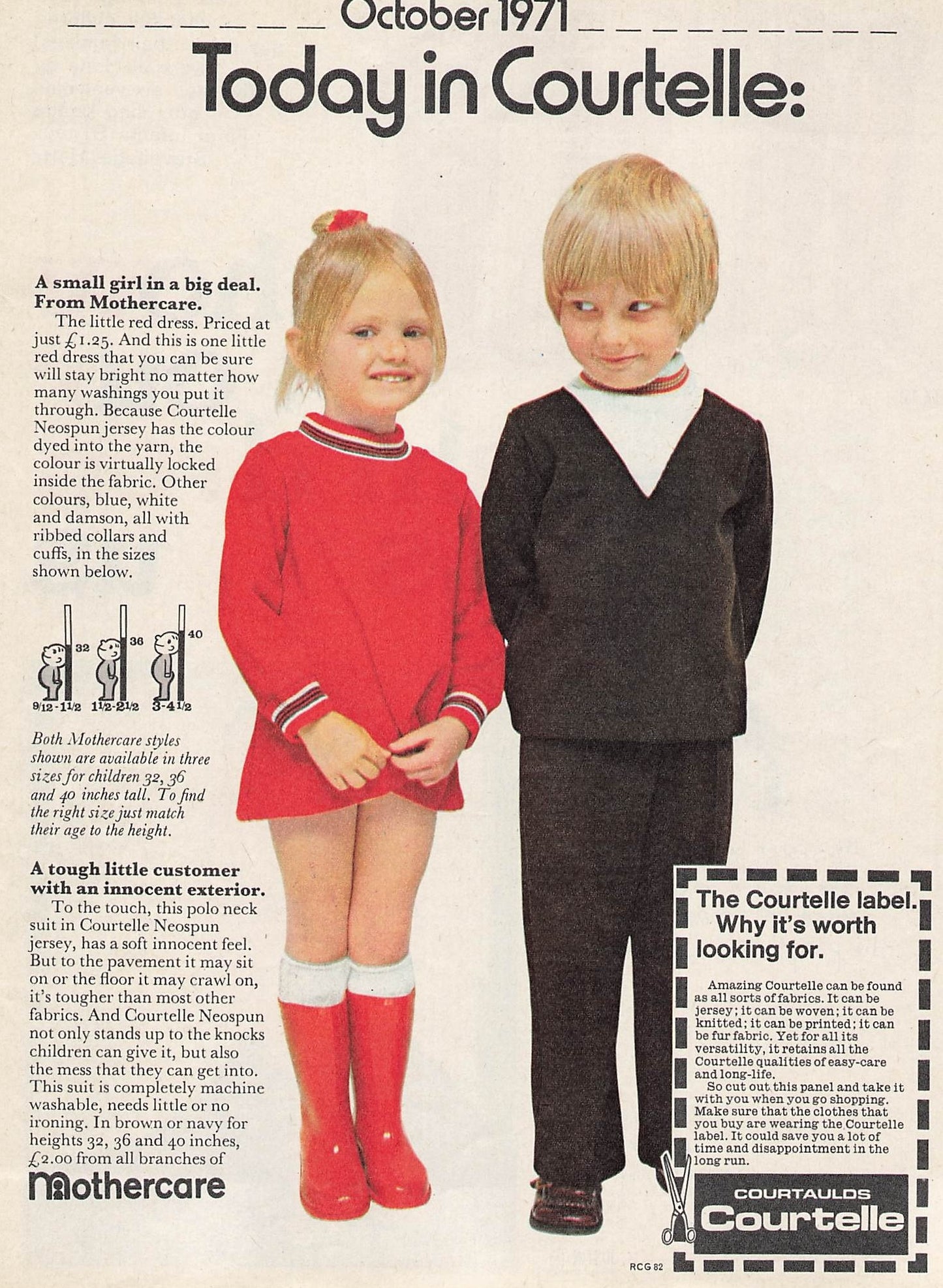 Original printed advert for Mothercare Courtelle 1971