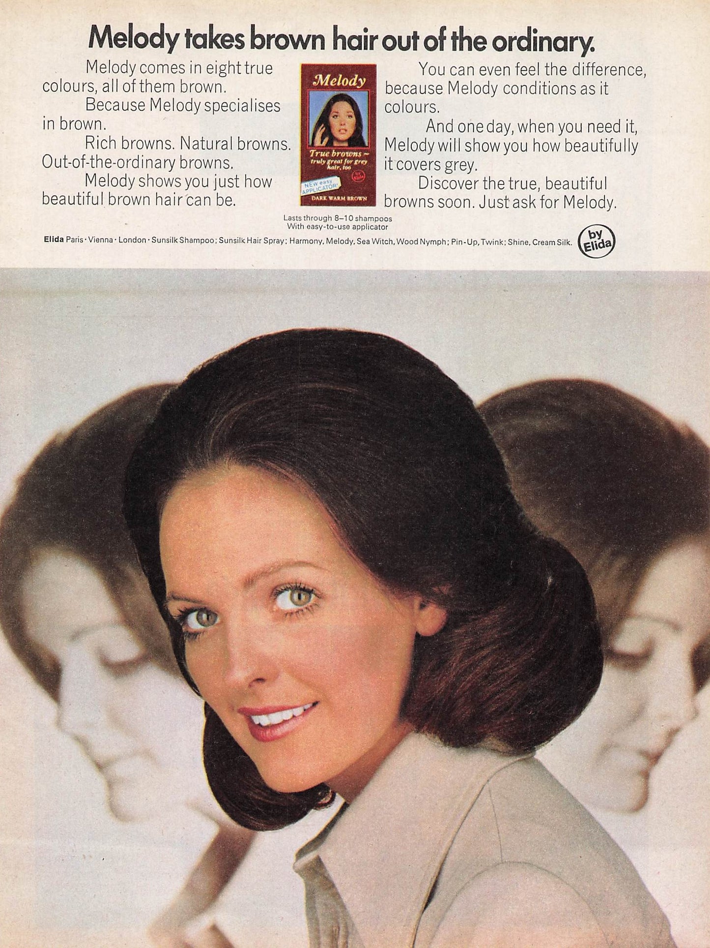 Original printed advert for Melody Hair Colour 1971
