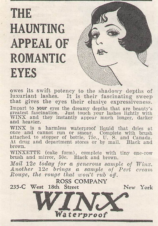 Original printed advert for Winx Waterproof Lashes 1926